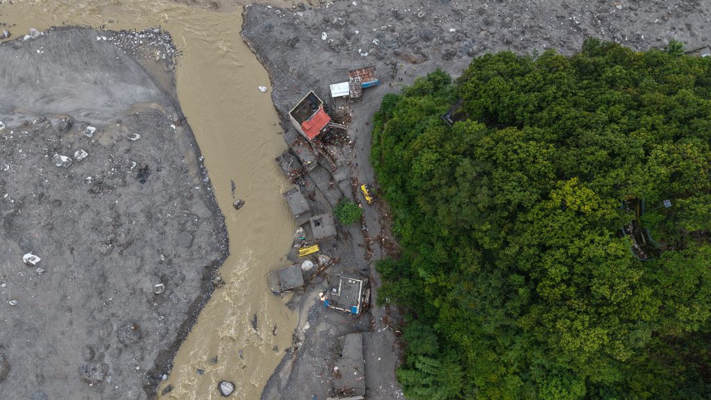 Betrawati river and the flash flood affected nearby area