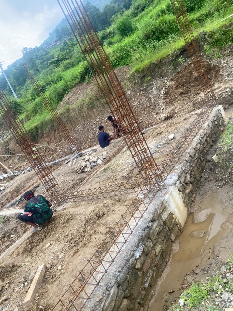 Construction work going on for building the health post