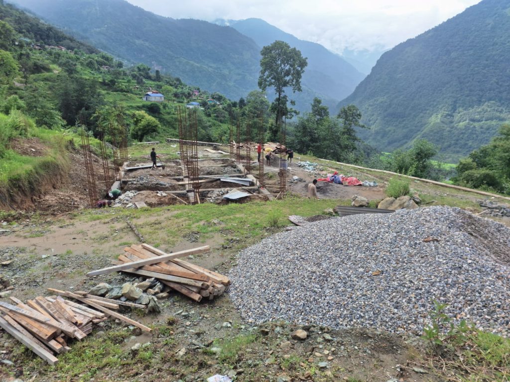 Construction work going on for building the health post
