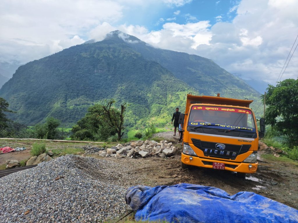 Construction work going on for building the health post