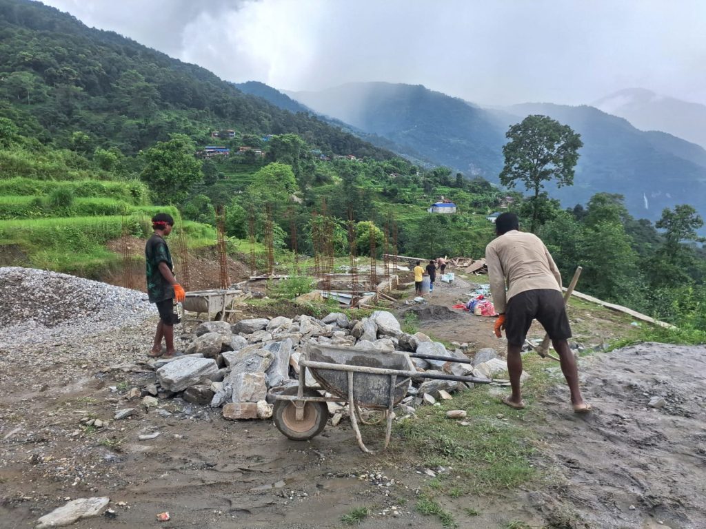 Construction work going on for building the health post