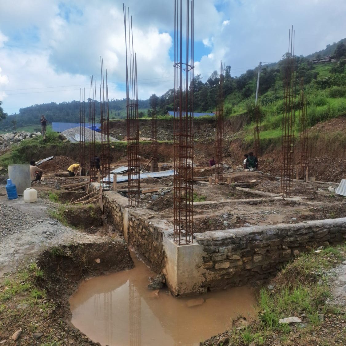 Construction work going on for building the health post