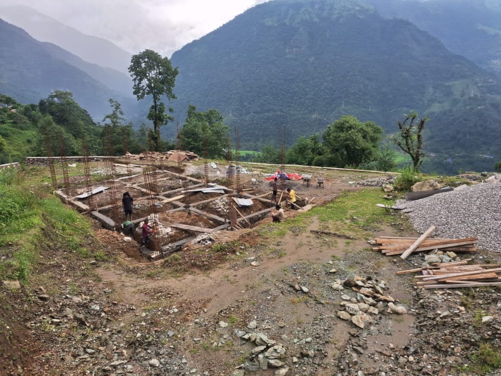Construction work going on for building the health post