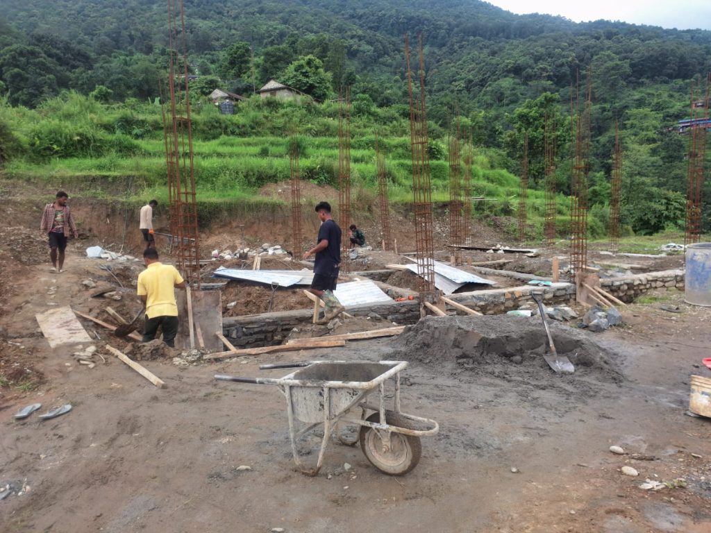 Construction work going on for building the health post