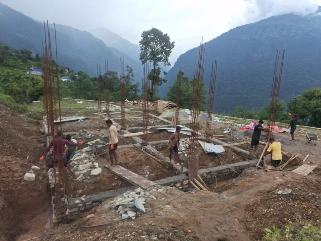 Construction work going on for building the health post