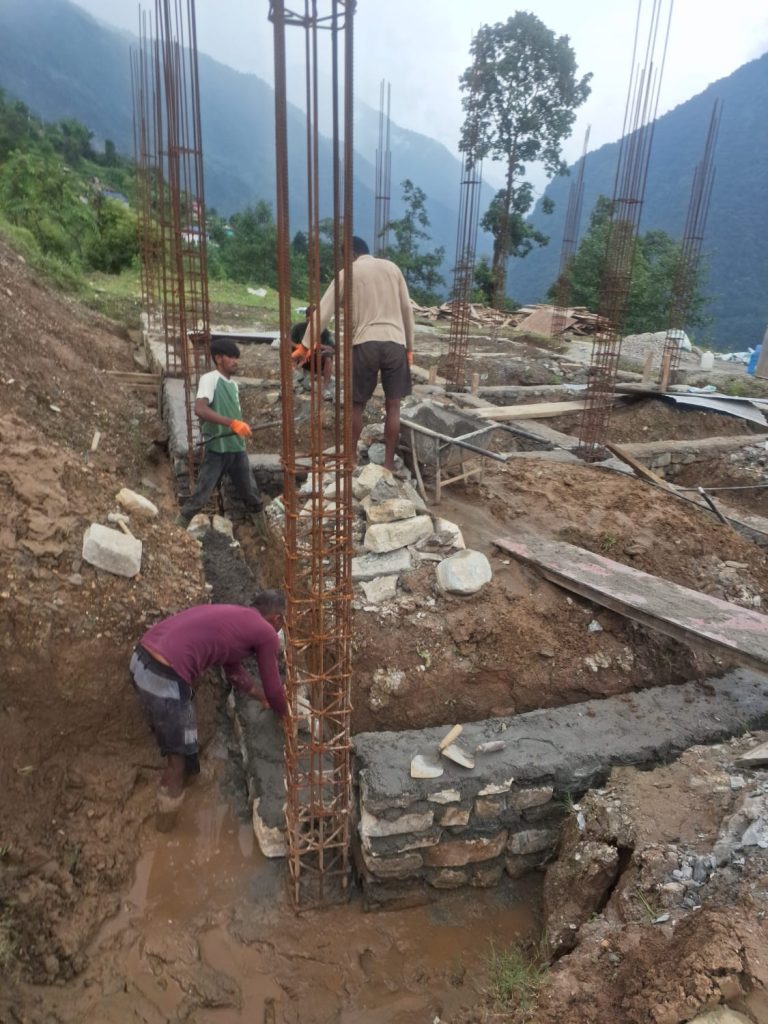 Construction work going on for building the health post
